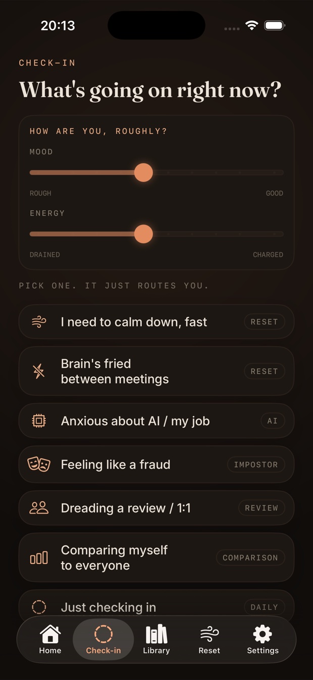 One-tap check-in screen
